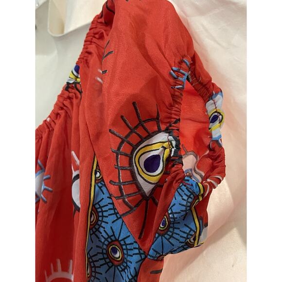 Royal Paisley Maxi Dress Women’s Size Large Red Bohemian Flow Fitted Casual Work - Picture 12 of 15